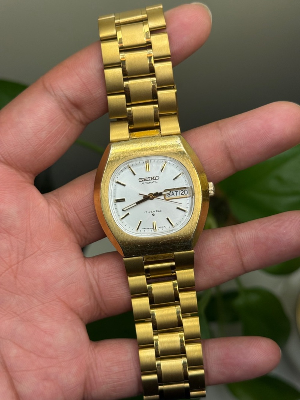 Seiko Watch Automatic TV17 jewels Day/Date two Tone Working vintage men’s watch